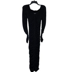 Bardot Ruched  Sheet Long-sleeve Stretch Bodycon Midi Dress